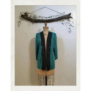 Whirlwind | Vintage Turquoise Black Disco Boho Southwestern Flowy Retro Blazer